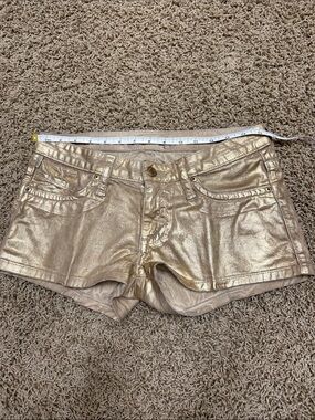 Robin's Jean Metallic Gold Denim Shorts